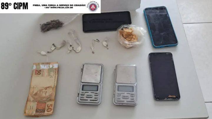 Apreensão de droga e prisão de dois suspeitos em operação policial de guarnição da 89ª CIPM em Itabatã, neste sábado (14)