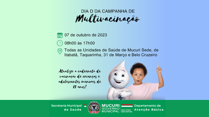 Saúde realiza “Dia D” de Multivacinação neste sábado (7) para crianças e adolescentes menores de 15 anos