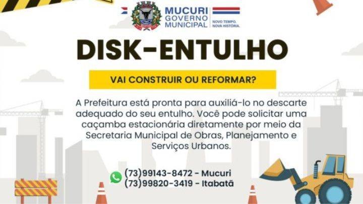 Prefeitura oferece soluções para descarte adequado de entulho e resíduos de construção no município de Mucuri