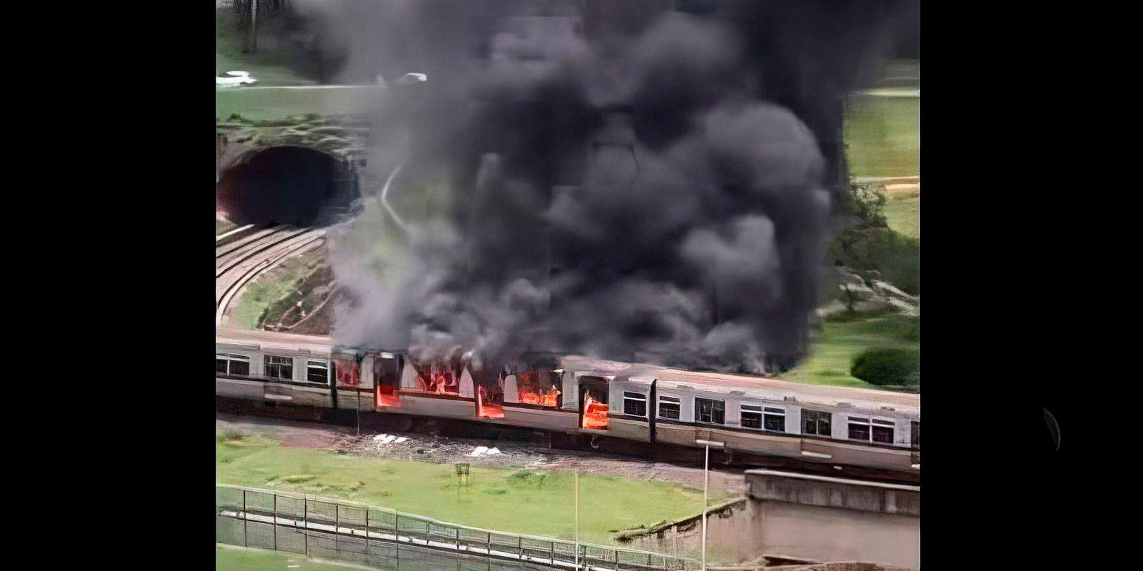 Vagão de metrô pega fogo no Distrito Federal