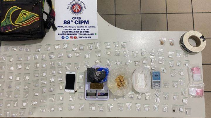 Policiais da 89ª CIPM prendem suspeito de tráfico de entorpecentes e apreende grande quantidade de drogas em Posto da Mata