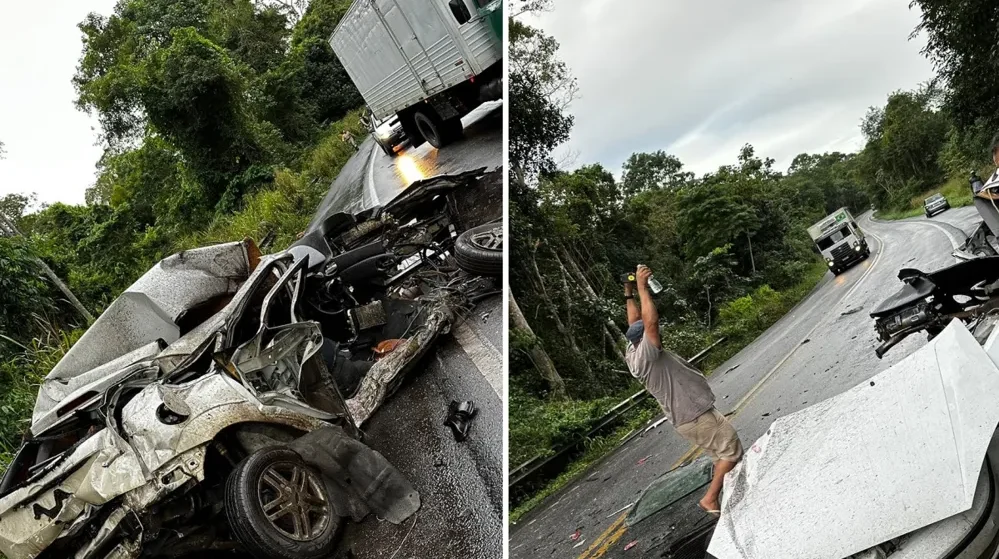 Duas pessoas morrem em acidente entre carro e caminhão na BR-101
