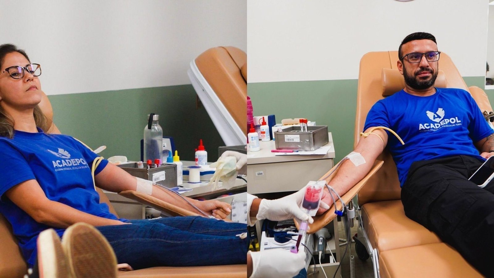 Policiais fazem doação de sangue para agente baleado em helicóptero no Rio