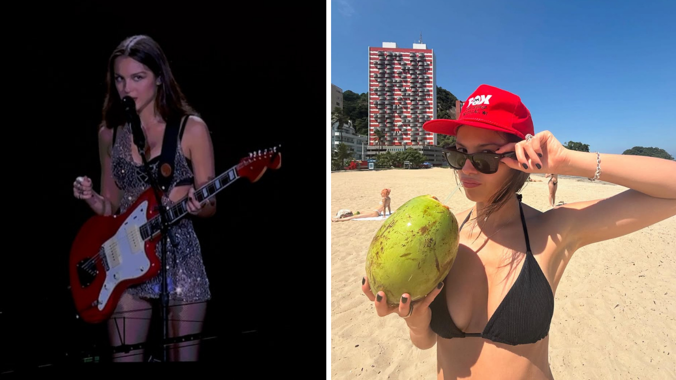 Olivia Rodrigo mostra passagem pelo Brasil com fotos no Lolla e na praia
