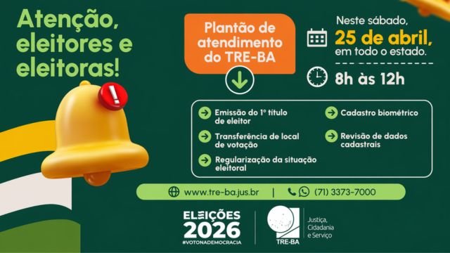 Precisa regularizar o título de eleitor? O Cartório Eleitoral de Mucuri realiza plantão no próximo sábado, dia 25 de Abril